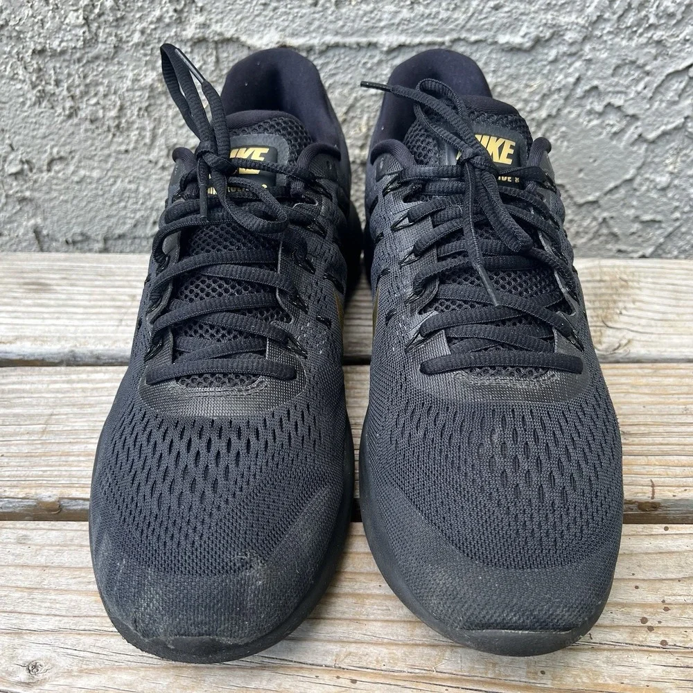 Nike Shoes Men Size 12 Lunarglide 8 LE 878706-007 Black Gold Running Sneakers